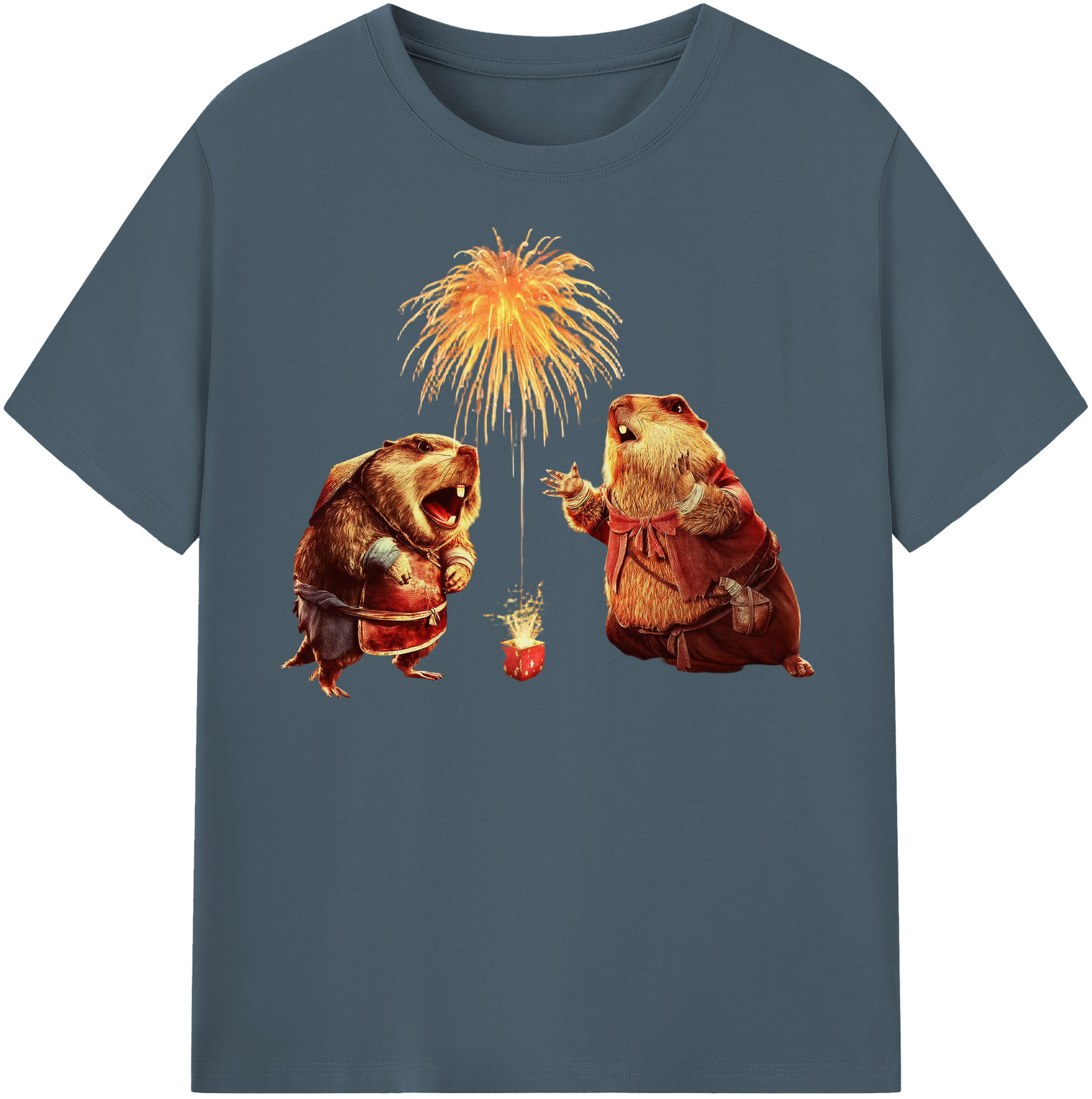 （画像用） Ne Zha 2 ナタ 魔童の大暴れ 綿100％半袖Tシャツ（フロントプリント）